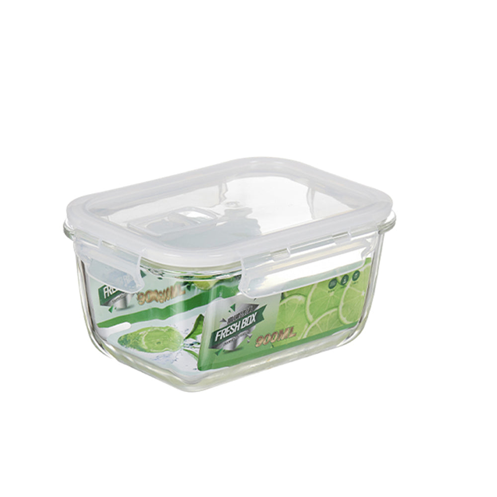 900ml Borosilicate Rectangle Glass Food Storage Container With Microwave, Freezer & Dishwasher Safe NFH-77808